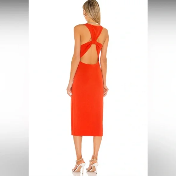 NWT NBD - Adilia - Midi Dress in Red Orange Sz: M - Picture 2 of 6
